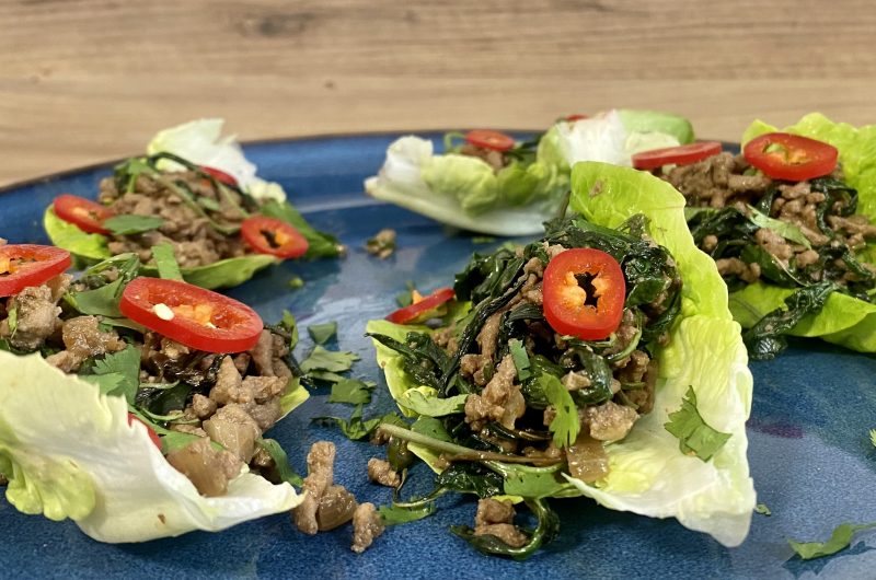 Thai beef with holy basil lettuce cups