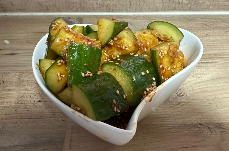 Gochujang, soy and honey marinated cucumbers